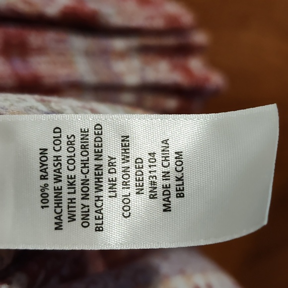 New Directions Rust & Purple Shirred Boho Peasant Blouse Butterfly Sleeves Sz L - Picture 10 of 10